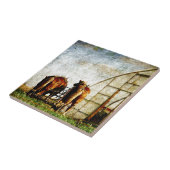 二頭の馬が仕事に向いている タイル (側面)