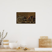 二頭の馬を引き締めた農園の荷車:勉強 ポスター (キッチン)