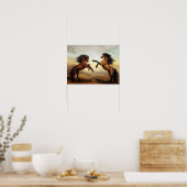 二頭の馬を描いた写真 ポスター (キッチン)