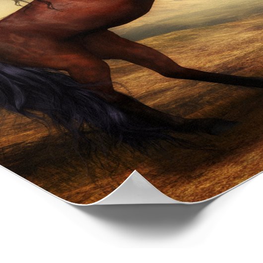 二頭の馬を描いた写真 ポスター (角)