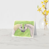 二頭の馬 カード (黄色い花)