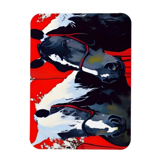 二頭の馬 マグネット (縦)