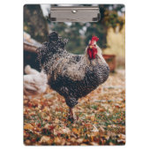 二頭の鶏を自然にした白黒のオンドリ クリップボード (正面)