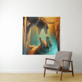 二頭トカゲとワニの鏡シーン タペストリー (インサイチュ(横))