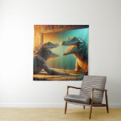 二頭トカゲとワニの鏡シーン タペストリー (インサイチュ)