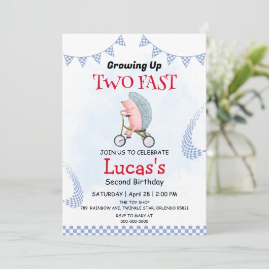 二頭ヤマアラシ自転車2nd誕生日パーティー 招待状 (スタンド正面)