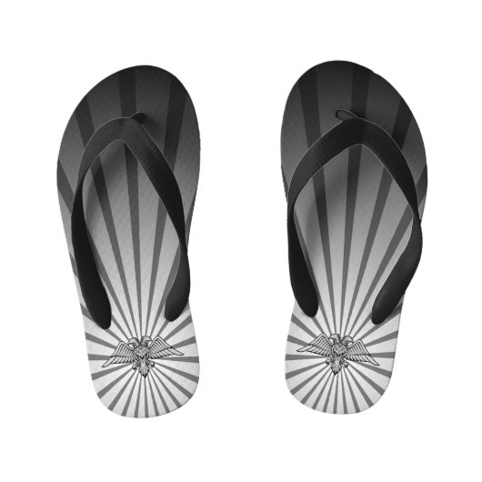 二頭灰色の鷲 キッズビーチサンダル (フットベッド)