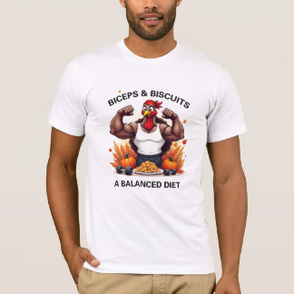 二頭筋&ビスケットバランスダイエット感謝祭フィット Tシャツ