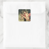 二飛んでいるつの天使がトーンの冠を持って スクエアシール (バッグ)