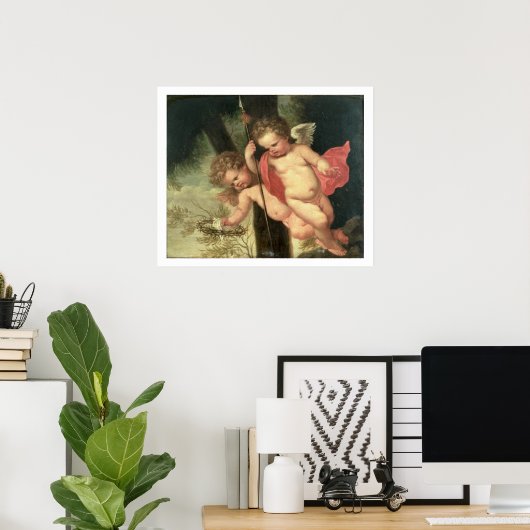 二飛んでいるつの天使がトーンの冠を持って ポスター (ホームオフィス)