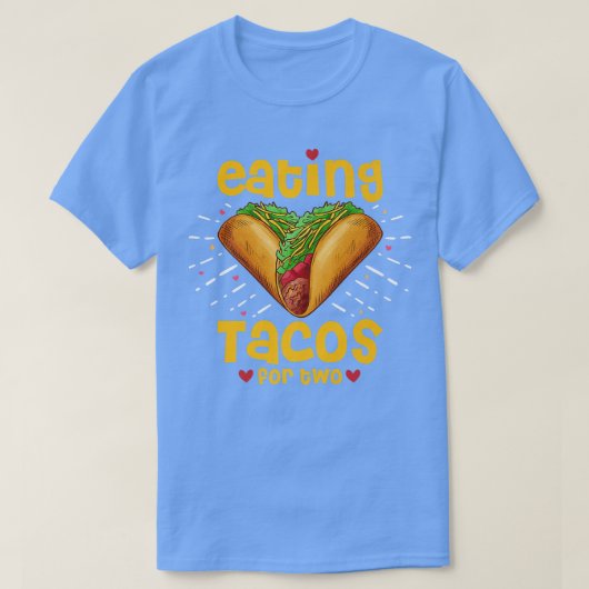 二食べつの妊娠の発表ジェンダーのためのタコス Tシャツ (デザイン正面)