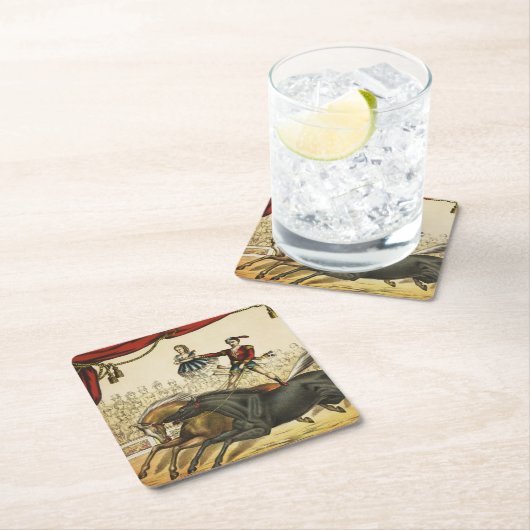 二馬法、サーカスのパフォーマンス、1874年頃。 スクエアペーパーコースター (インサイチュ)