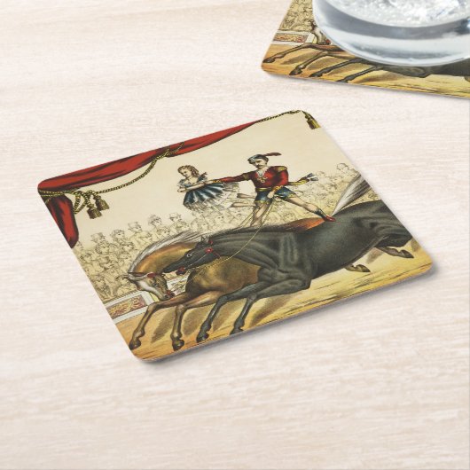 二馬法、サーカスのパフォーマンス、1874年頃。 スクエアペーパーコースター (アングル)