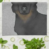 二黒ドイツの羊飼い犬の頭とグレーの名前 キッチンタオル (折り畳み)