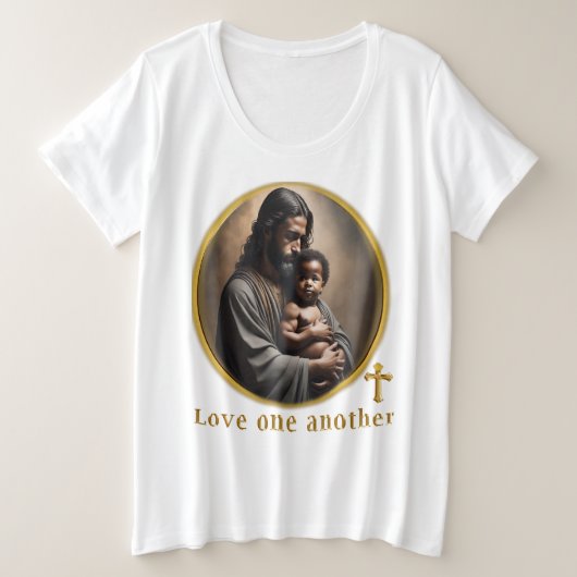 互いに愛し合いましょう プラスサイズTシャツ (デザイン正面)