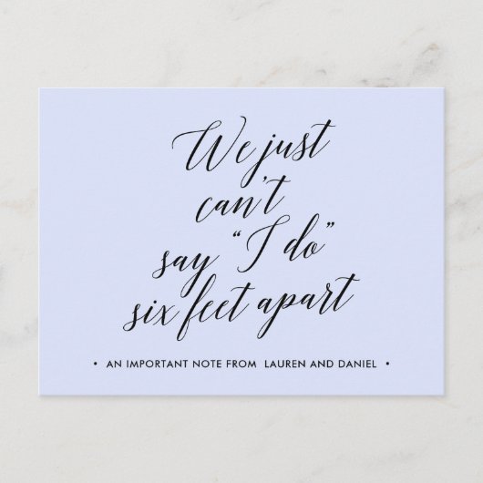 互いに6フィート離れての変更 計画の中止 延期 キャンセル 案内ポストカード (正面)