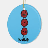 互いの上に積み重なるミートボールのミートボール セラミックオーナメント (左)