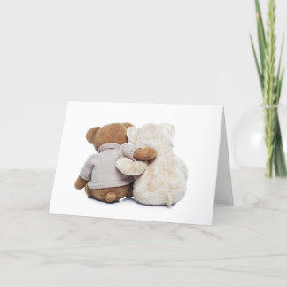 互いを抱き締めている2つのテディー・ベアの背部眺め カード