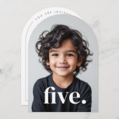 五つのアーチ型フォト5誕生日 招待状 (正面/裏面)