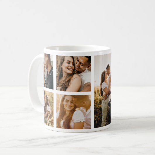 五つの写真コラージュ新結婚シンプル コーヒーマグカップ (正面左)