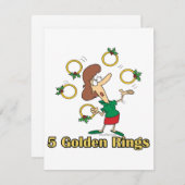 五つの金の金ゴールドはクリスマスの五日目に鳴る シーズンカード (正面/裏面)