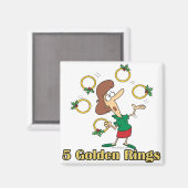 五つの金の金ゴールドはクリスマスの五日目に鳴る マグネット (正面/裏面)