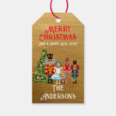 五つメリークリスマスのナツクラッカーおもしろいファミリー ギフトタグ (正面)