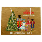 五つメリークリスマスのナツクラッカーおもしろいファミリー ラージペーパーバッグ (裏面)