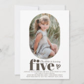 五つモダンのミニマル写真5th誕生日パーティー 招待状 (正面)
