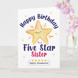 五つ星の姉妹へ お誕生日おめでとう かわいい星 カード