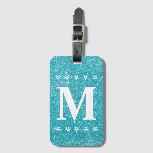 五つ星スパークルモノグラムのトラベルラゲッジタグ ラゲッジタグ (正面縦)