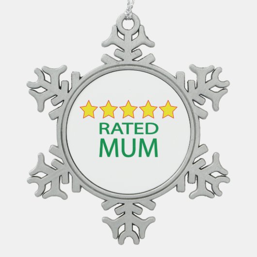 五つ星ママ スノーフレークピューターオーナメント (正面)