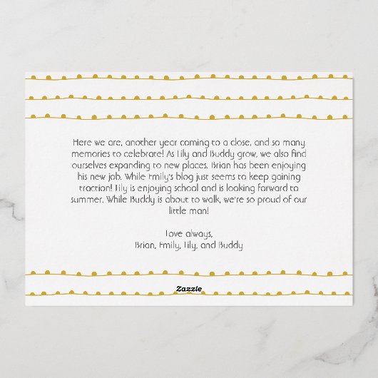 五はっきりした写モダンのメリークリスマス金ゴールド 箔シーズンカード (裏面)