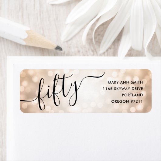 五エレガント十バラ金ゴールド灯50誕生日 ラベル (インサイチュ)