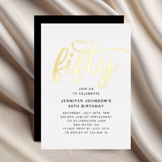 五エレガント十誕生日金ゴールド 箔招待状