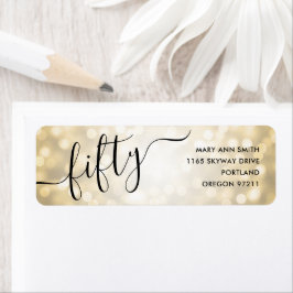 五エレガント十金ゴールドグリッター灯50誕生日 ラベル