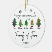 五パーソナライズされたつのオーナメント、家族の贈り物の家族 セラミックオーナメント (左)