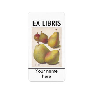 五ヴィンテージ梨図解入りの、写真付きの蔵書票 ラベル