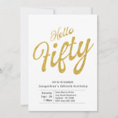 五万白モダン金ゴールド50誕生日 招待状 (正面)
