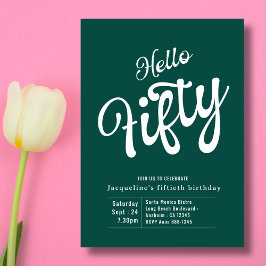 五万緑モダン白50誕生日 招待状