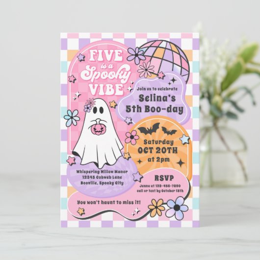 五人はバイブ不気味ハロウィーン幽霊五番目誕生日 招待状 (スタンド正面)