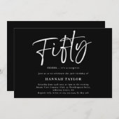 五十シンプル白黒モダン第50誕生日 招待状 (正面/裏面)