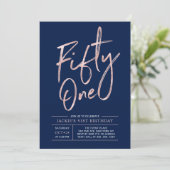 五十一 |ブラシモダンバラ金ゴールド51番目の誕生日 招待状 (スタンド正面)