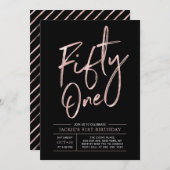 五十一 |ブラシモダンバラ金ゴールド51番目の誕生日I 招待状 (正面/裏面)
