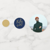 五十五 |金ゴールドとネイビーブルー55th誕生日パーティー コンフェッティ (裏面)