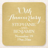 五十周年結婚等パーソナライズされた スクエアペーパーコースター (正面)