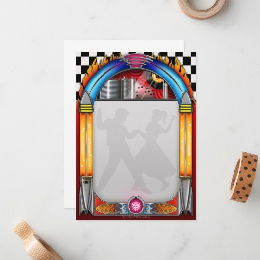 五十年代のパーティの招待状、50年代の石nロール ノートカード (正面/裏面インサイチュ)