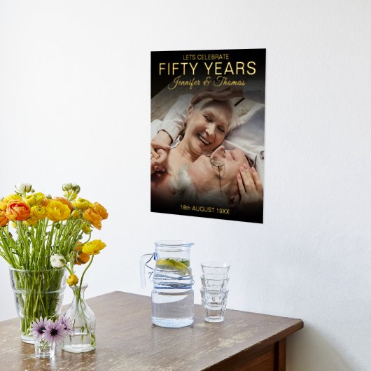 五十年 |ゴールデンアニバーサリーウェルカムサイン 箔ポスター (レイダウン (キッチン))