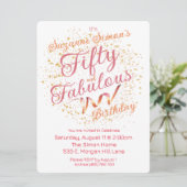 五十歳で素敵なピンクとゴールドの輝き 招待状 (スタンド正面)