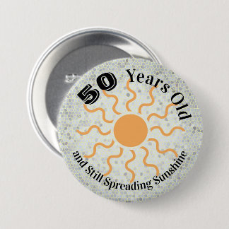 五十歳の誕生日おめでとう+太陽の輝き 缶バッジ
